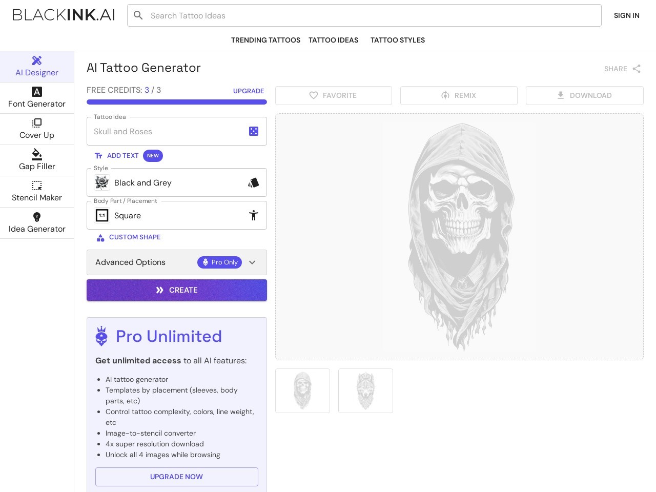 Blackink AI纹身生成