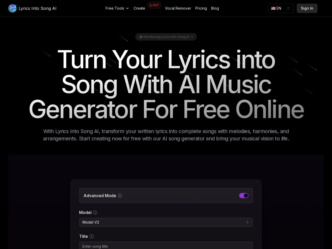 Lyrics Into Song AI